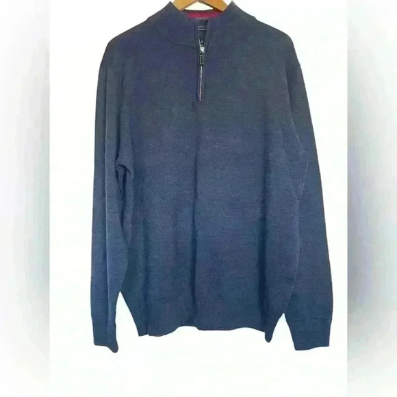 Set of 2 TailorByrd 1/4 Zip Washable Wool Blue Men’s Sweaters Size XL Royal/Navy - Picture 8 of 16